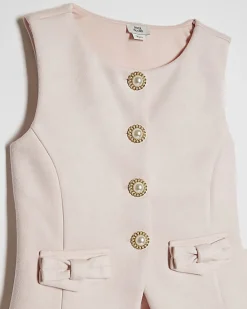Girls Pink Faux Suede Waistcoat Set