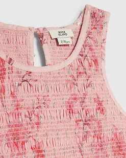Girls Pink Floral Chiffon Hem Dress