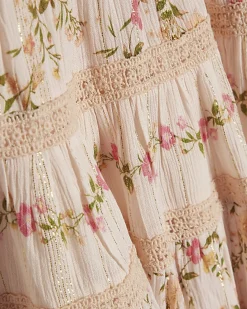Girls Pink Floral Ditsy Top and Skirt Set