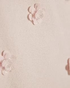 Girls Pink Flower Trim Knitted Top