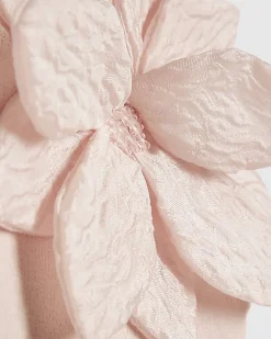 Girls Pink Flower Trim Knitted Top