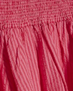 Girls Pink Gingham Stripe Skirt Set