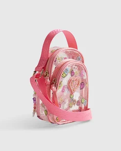 Girls Pink Graffiti Jelly Crossbody Bag