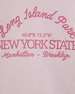 Girls Pink Graphic Side Stripe Sweatshirt