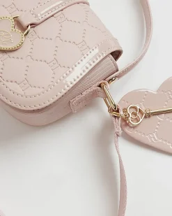 Girls Pink Heart Monogram Cross Body Bag