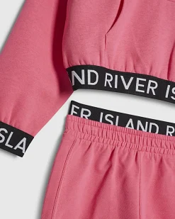 Girls Pink Hoodie And Shorts Set