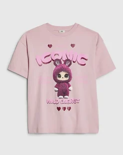 Girls Pink Iconic Monster Energy T-Shirt