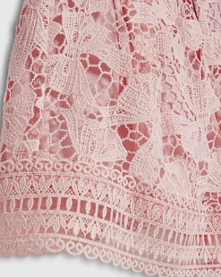 Girls Pink Lace Blouse And Shorts Set