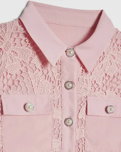 Girls Pink Lace Blouse And Shorts Set