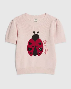 Girls Pink Ladybird Knitted T-Shirt