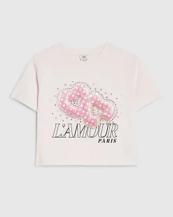Girls Pink L'amour Donut Boxy T-shirt