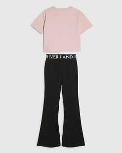 Girls Pink Leopard Girl Vibe Boxy T-Shirt Set