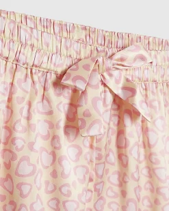 Girls Pink Leopard Satin Pyjamas Set