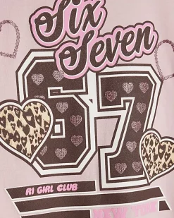 Girls Pink Leopard Six Seven Kick Flare Set