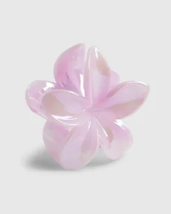Girls Pink Marble Floral Hair Claw Clip