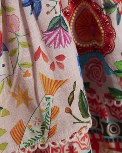 Girls Pink Mexicana Floral Mini Beach Dress