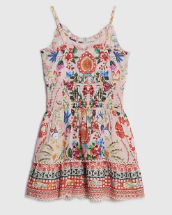 Girls Pink Mexicana Floral Mini Beach Dress