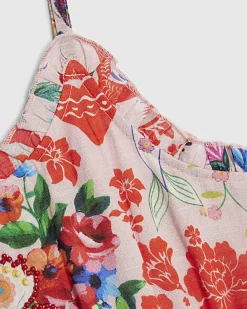 Girls Pink Mexicana Floral Mini Beach Dress