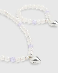 Girls Pink Necklace And Bracelet Set