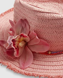 Girls Pink Orchid Straw Cowboy Hat