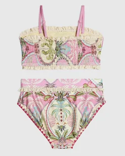 Girls Pink Palm Tree Bikini Set