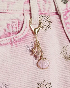 Girls Pink Palm Tree Embellished Shorts
