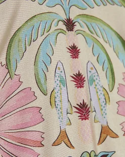 Girls Pink Palm Tree Print Swimsuit