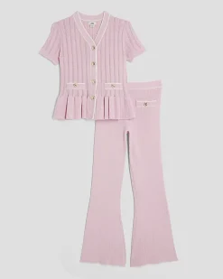 Girls Pink Peplum Waistcoat Set
