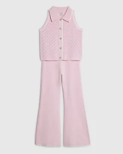 Girls Pink Polo Waistcoat Set