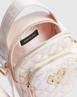 Girls Pink Quilted Heart Cross Body Bag