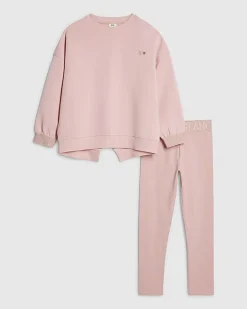 Girls Pink RI Split Back Sweatshirt Set