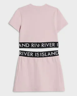 Girls Pink RI Waistband T-Shirt And Skort Set