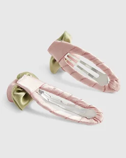 Girls Pink Roses Pack Of 2 Hair Clips