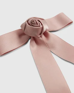 Girls Pink Satin Rose Hair Clip