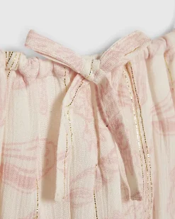 Girls Pink Shell Tiered Shimmer Dress