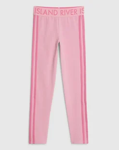 Girls Pink Side Stripe Leggings
