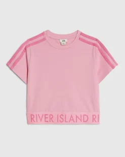 Girls Pink Side Stripe Top