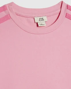 Girls Pink Side Stripe Top