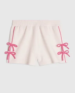 Girls Pink Side Tape Bow Shorts