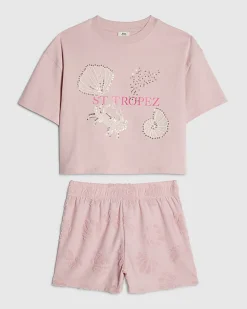 Girls Pink St Tropez Towelling Set