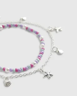 Girls Pink Starfish Anklet