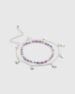 Girls Pink Starfish Anklet