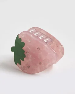 Girls Pink Strawberry Claw Hair Clip