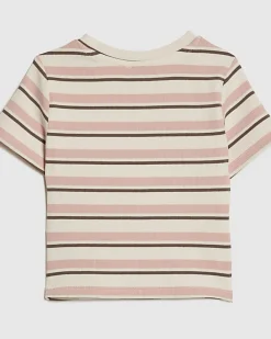 Girls Pink Stripe Bow T-Shirt