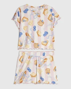 Girls Pink Stripe Brunch Pyjamas