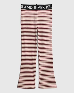 Girls Pink Stripe Flared Trousers