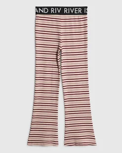 Girls Pink Stripe Flared Trousers