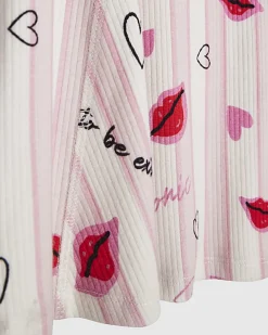 Girls Pink Stripe Lip Fit and Flared Dress