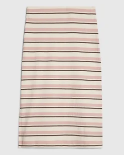 Girls Pink Stripe Midi Skirt