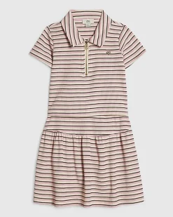Girls Pink Stripe Polo Shirt And Skirt Set